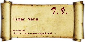 Timár Vera névjegykártya